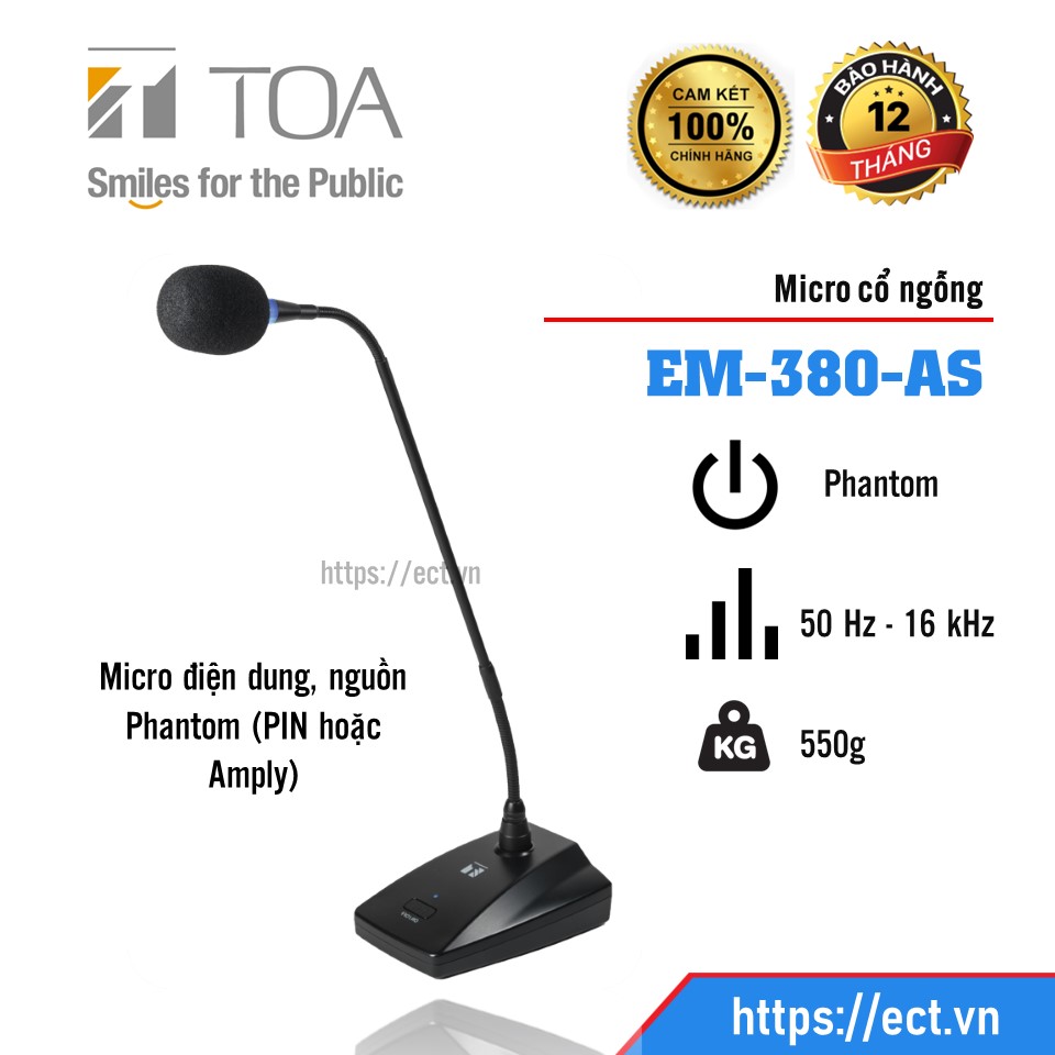 Micro cổ ngỗng để bục, siêu nhạy, hàng chính hãng TOA EM-380-AS