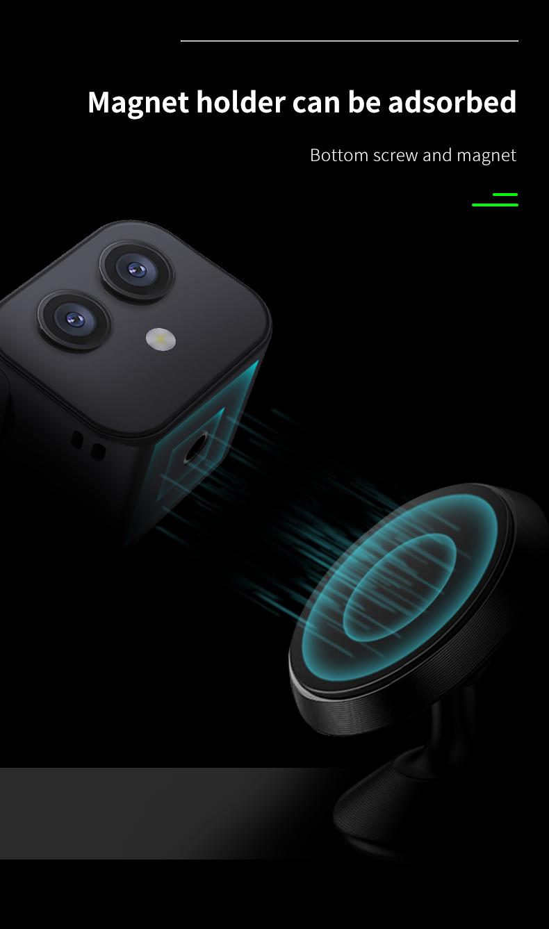 Camera Wifi ống kính kép D3 4K Góc rộng 170° Thể thao ngoài trời Máy quay siêu nhỏ Tầm nhìn ban đêm Giám sát tại nhà Máy ghi âm lái xe ô tô