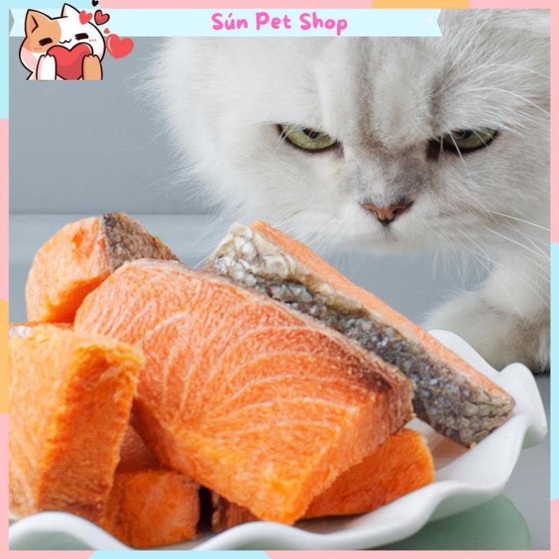 Cá hồi sấy nguyên miếng cao cấp cho thú cưng, cá hồi sấy khô cho chó mèo giàu dinh dưỡng