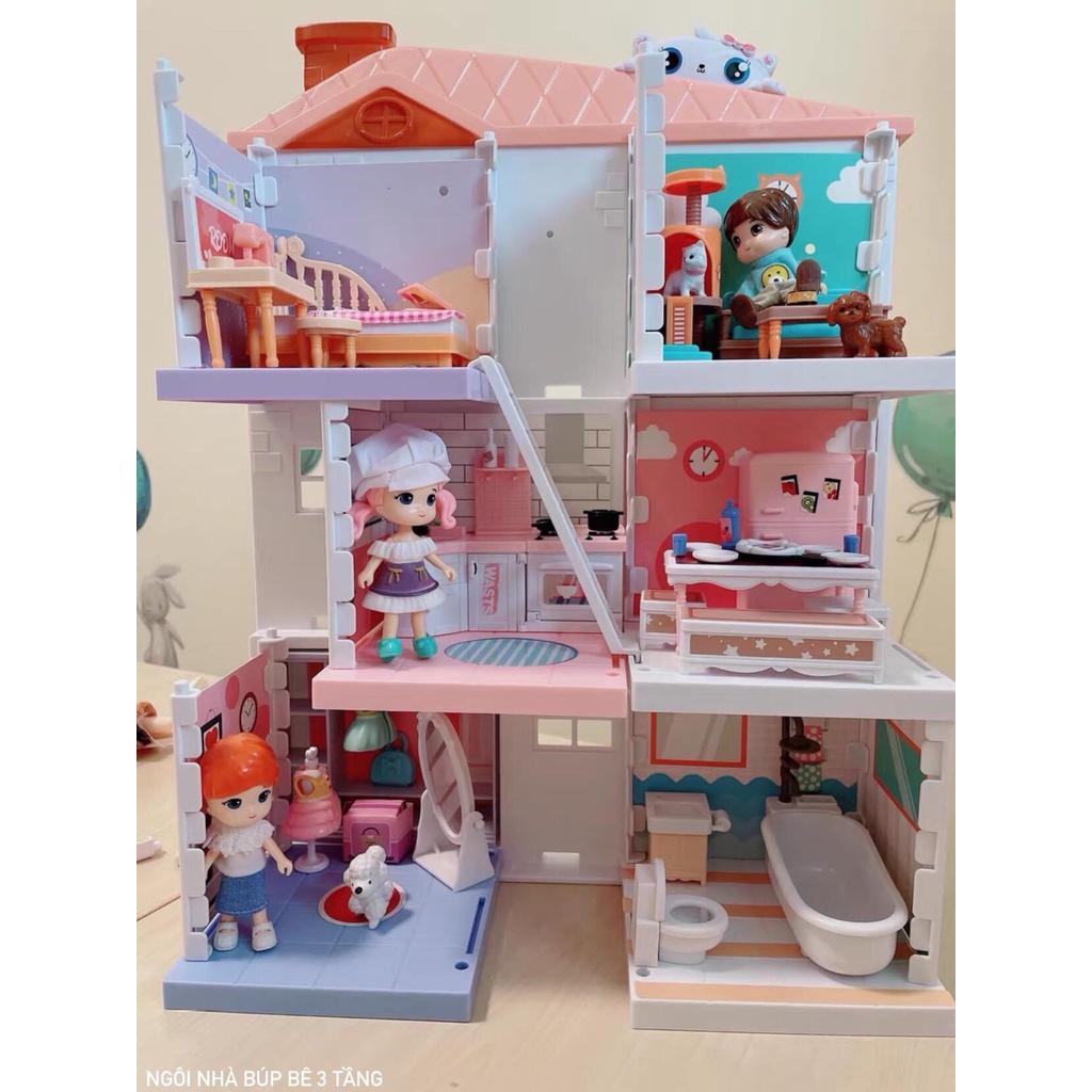 ️️ ️ MÔ HÌNH NGÔI NHÀ BÚP BÊ 3 TẦNG LẮP RÁP SIÊU XỊN LITTLE WORLD