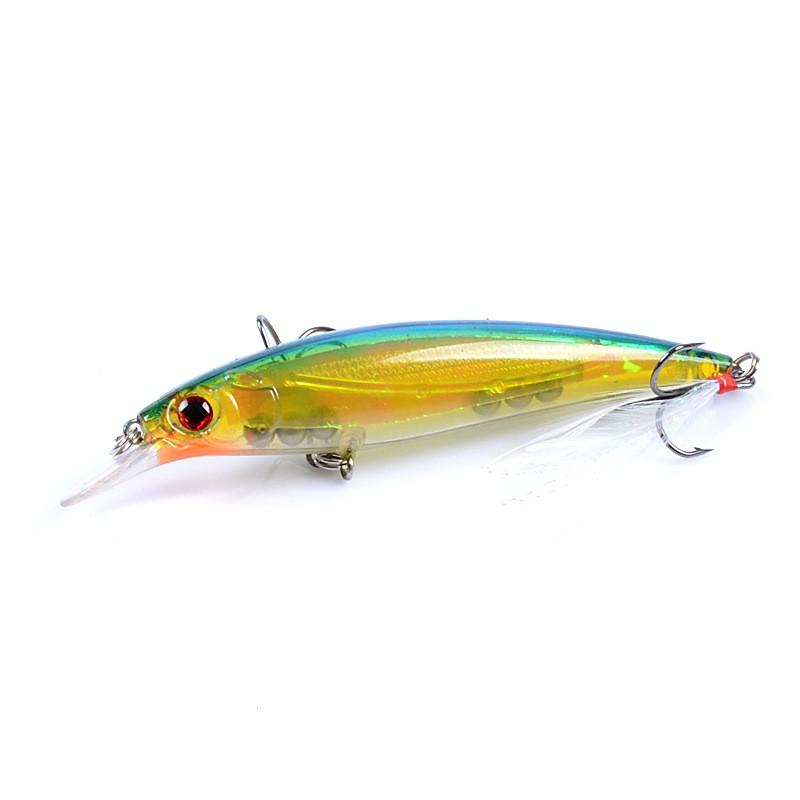 Mồi câu lure Minow 3D dài 11cm nặng 13,5g đặc biệt nhạy cá chẽm lá, Tráp, Hồng