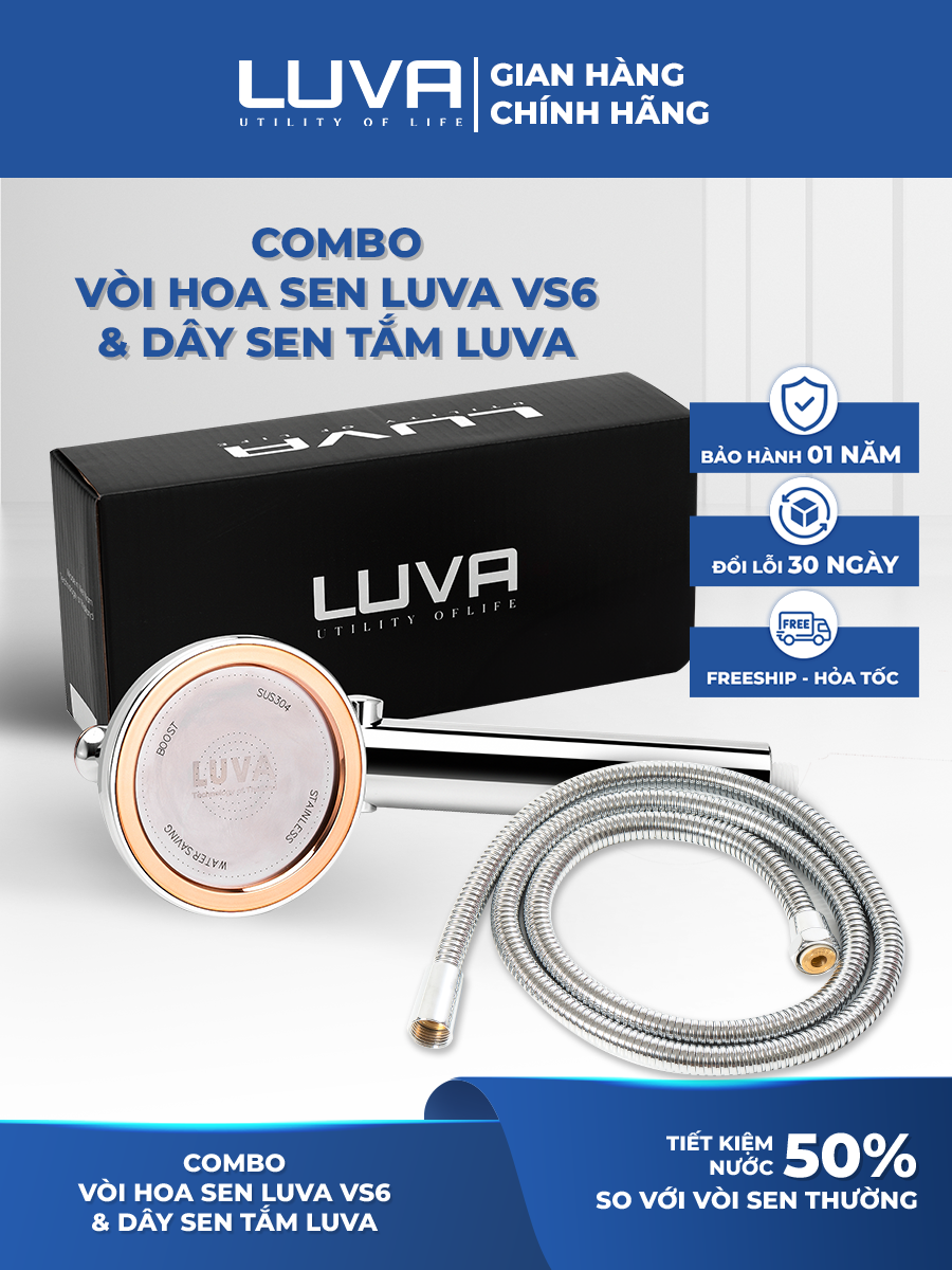 Combo vòi sen LUVA VS6 kèm dây sen LUVA, BH 1 năm-Hàng chính hãng