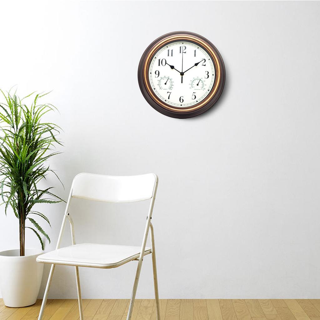 Wall Clock with Temperature and Humidity Home Bedroom Decor
