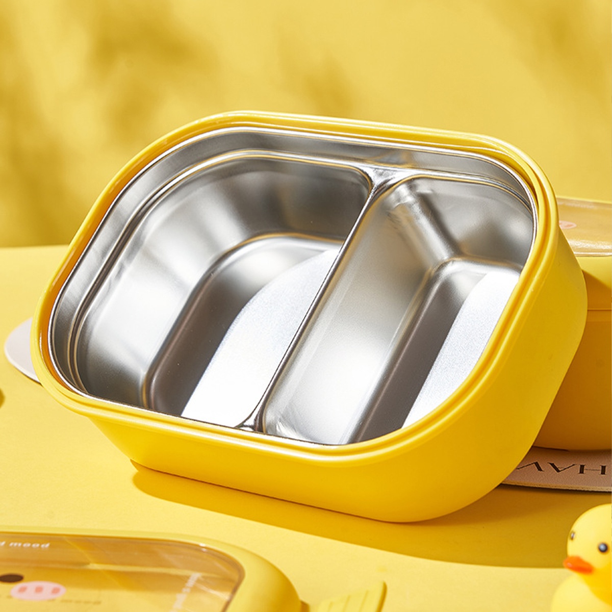 Hộp cơm Inox 2 ngăn hình thú giữ nhiệt mini cute bằng nhựa - inox cho bé đi học, cho mẹ đi làm văn phòng