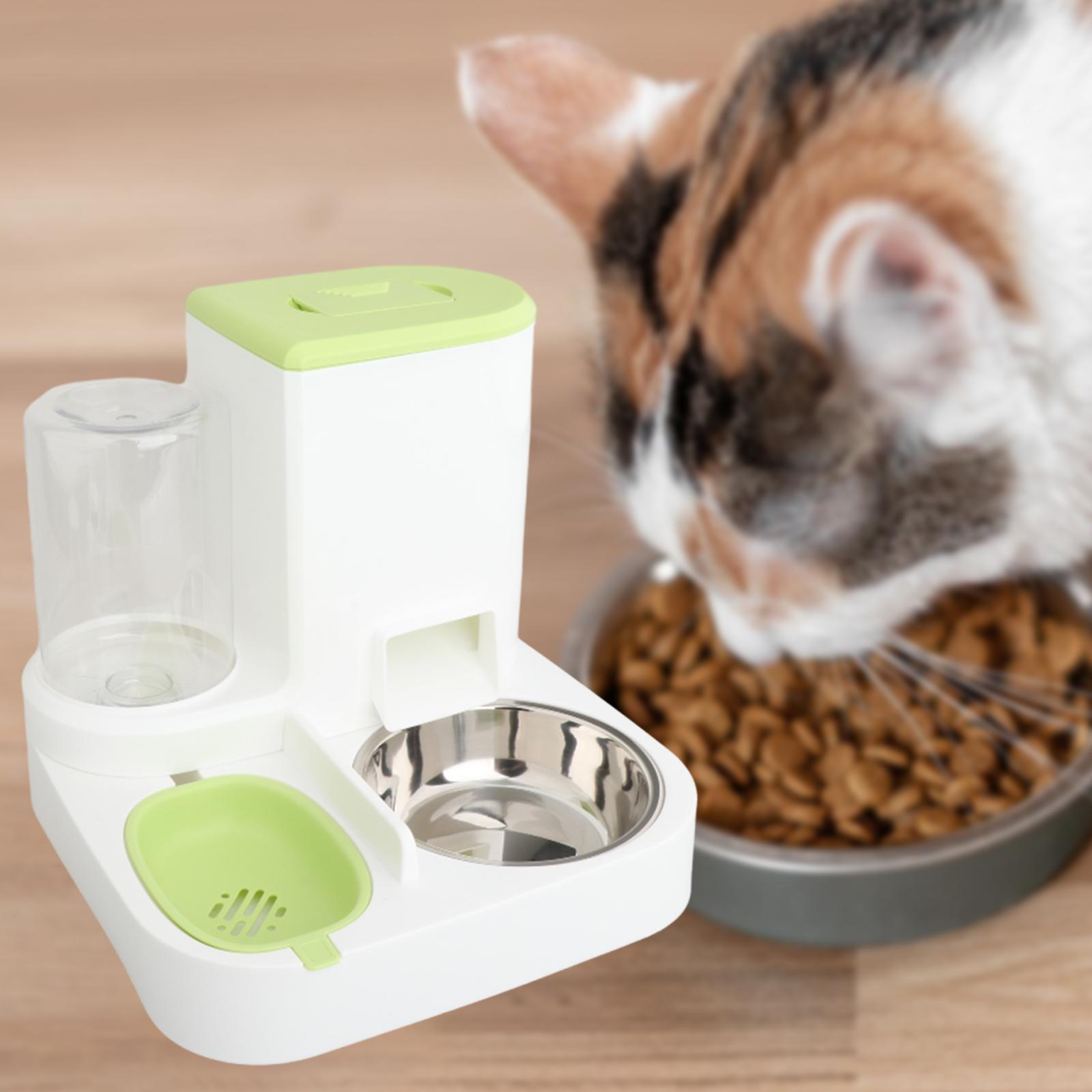 Automatic Pet Feeder Waterer Eating and Drinking Bowl Stable Base, Food Container Cat Feeder and Water Dispenser for Indoor Cats Bunny Kitten