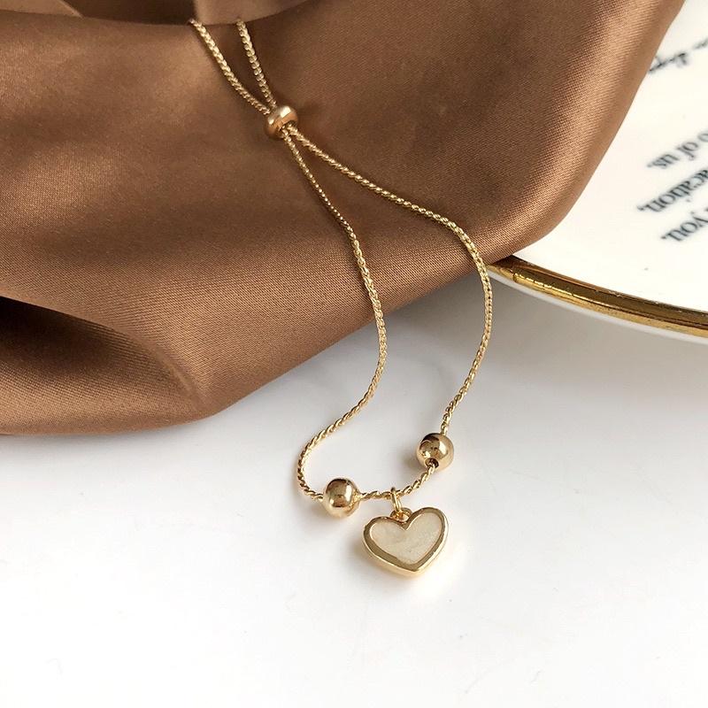 Lắc tay vòng tay bạc dây rút charm trái tim bisou accessories