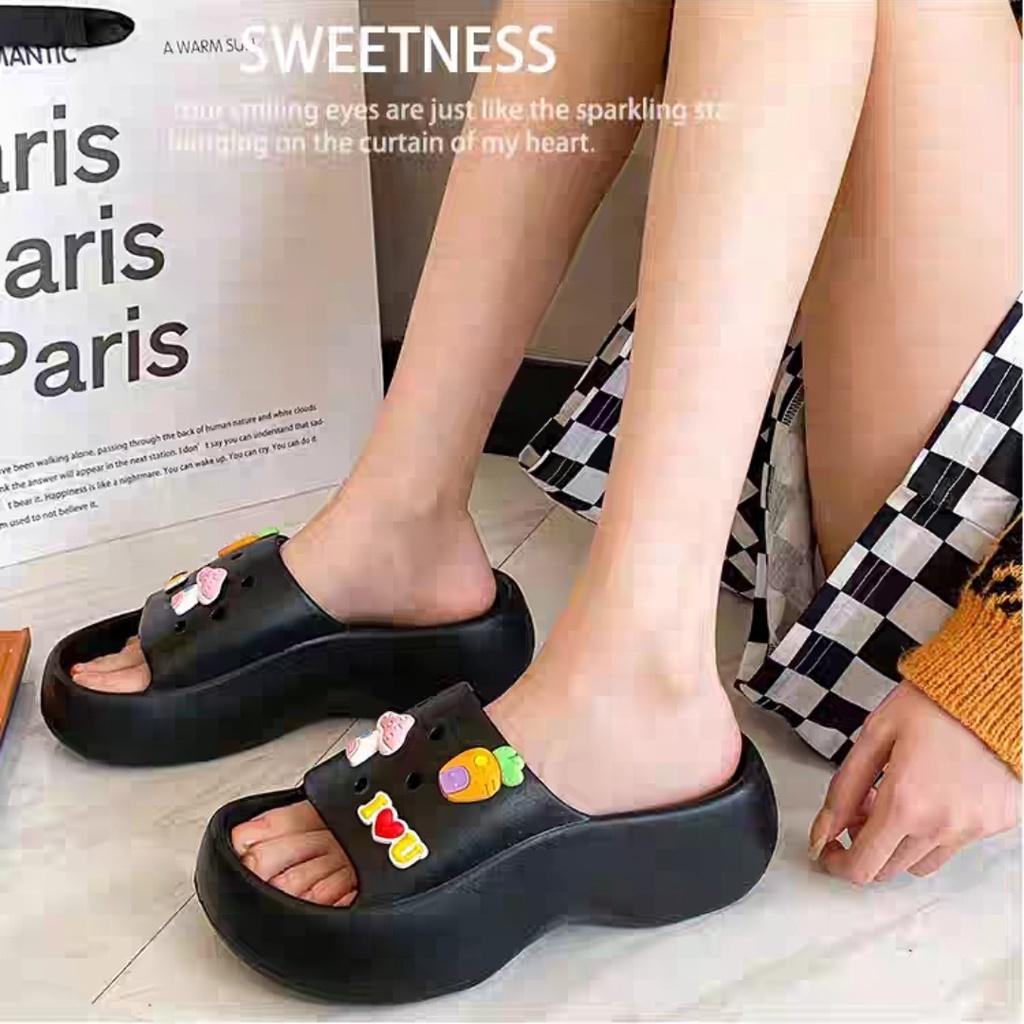 Dép bánh mì độn đế ILU kèm sticker đế 5.5cm êm chân - dép ulzzang nữ cao cấp 2022