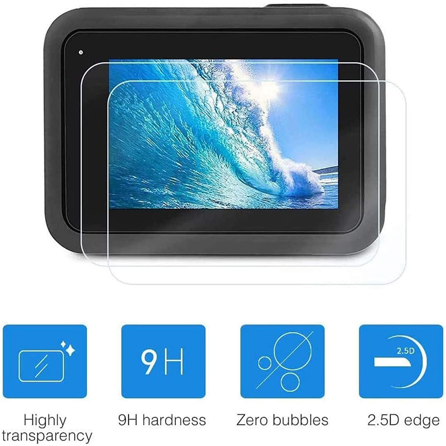 Bộ bảo vệ màn hình thủy tinh nóng tính cho GoPro Hero 11 10 9 Phim bảo vệ ống kính đen cho GoPro 9 10 11Camera Phụ kiện
