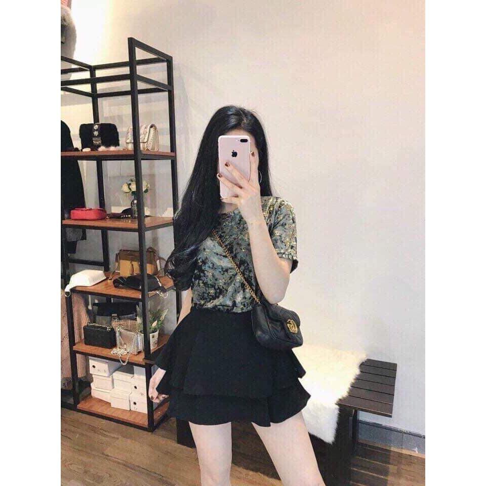 CHÂN VÁY TIỂU THƯ 2 TẦNG XÒE NGẮN