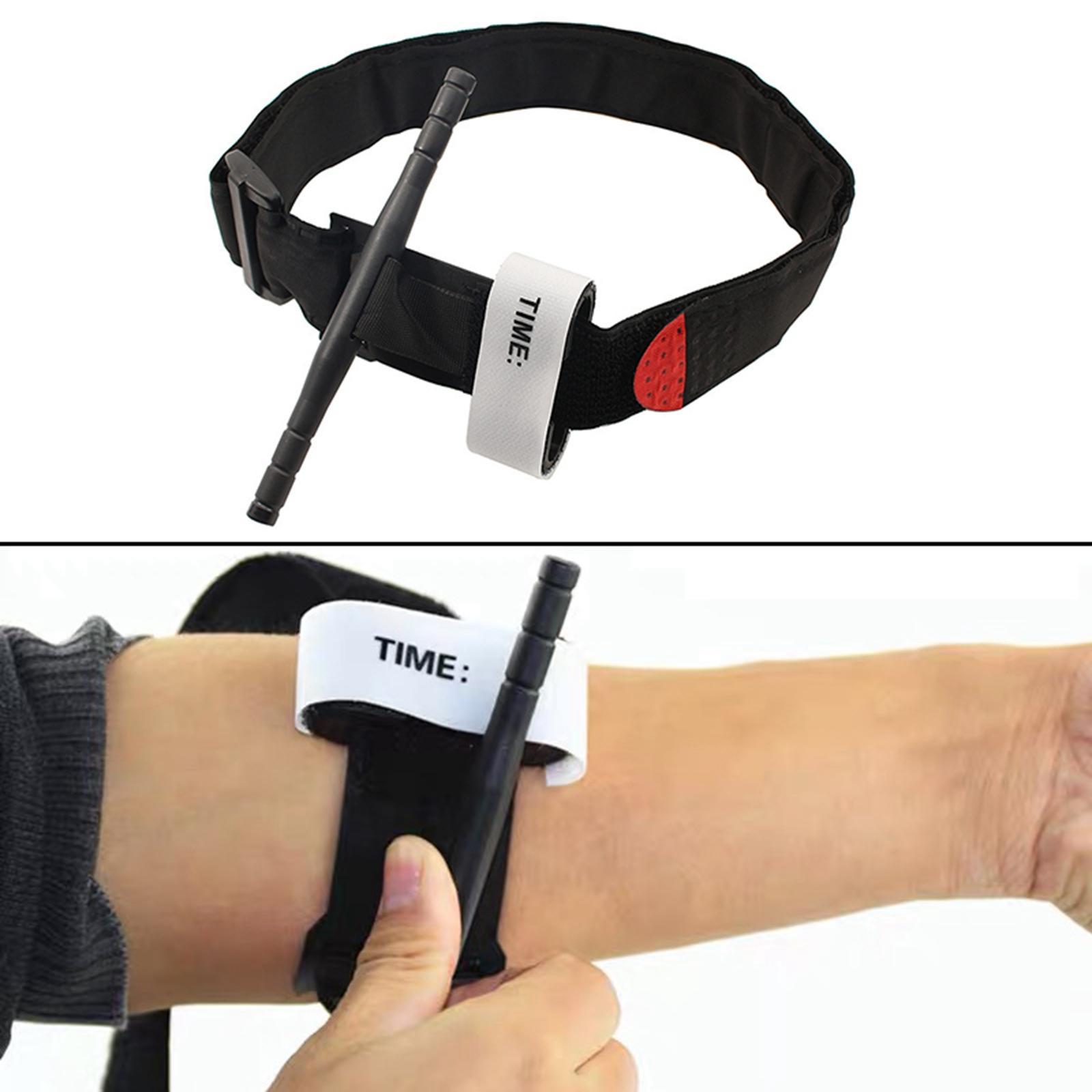 Emergency Tourniquet Outdoor Equipment Single Handed Operation First Aid Kit for Fishing Camping Time Stamp Hemostatic Bandage Black