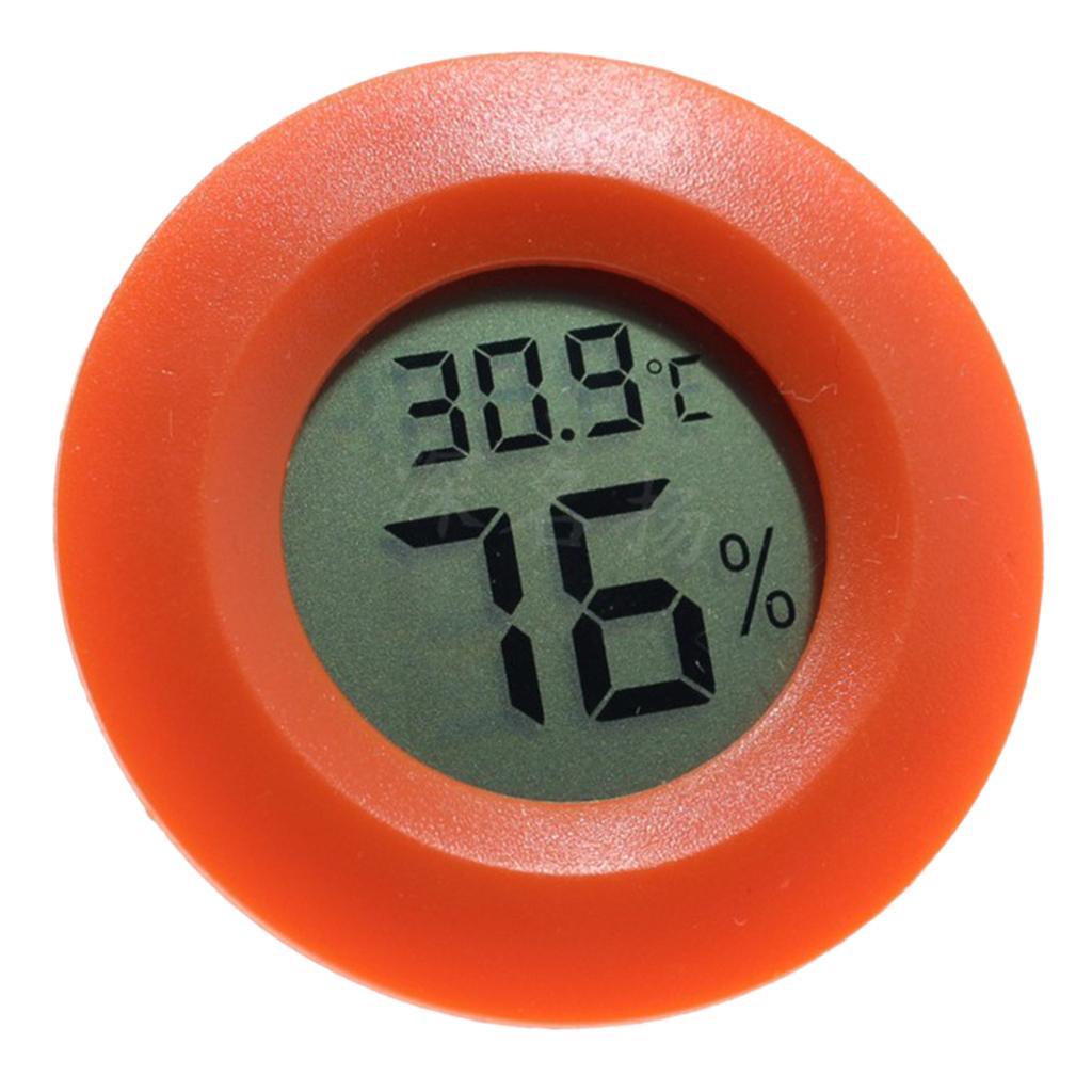 2x Round Reptile Thermometer Humidity Hygrometer Red For Reptile Habitat