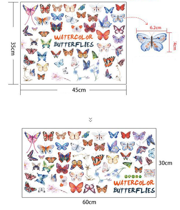 Decal trang trí tường - Đàn bướm xinh sắc màu