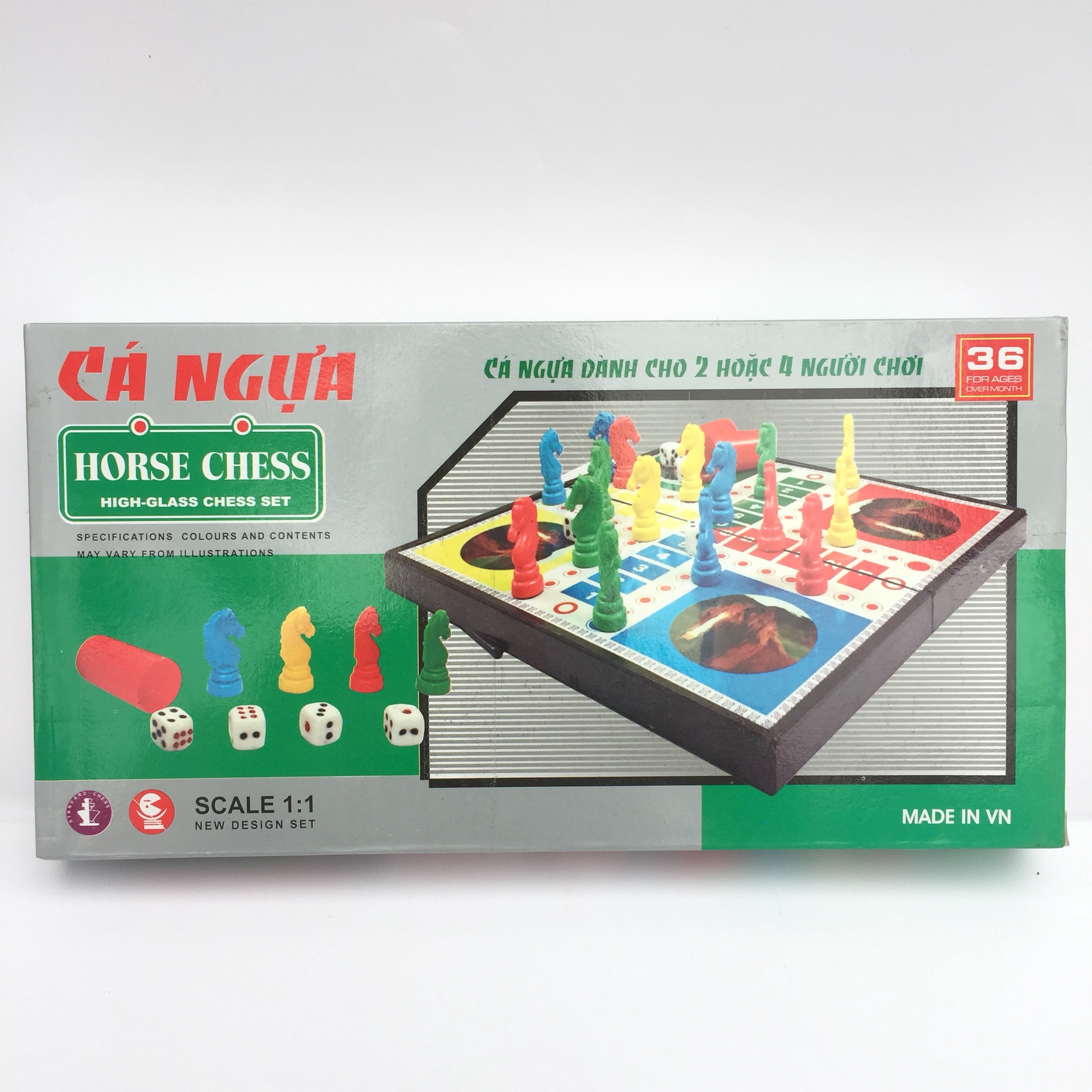 Bộ cờ cá ngựa nam châm 25cm x 25cm hộp xanh