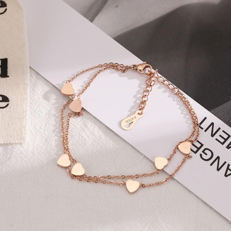 Vòng đeo tay Ladies Heart Heart Ladies Vòng đeo tay với mặt dây chuyền đôi dây đeo tay cho phụ nữ Vòng đeo tay bằng thép không gỉ làm bằng titan