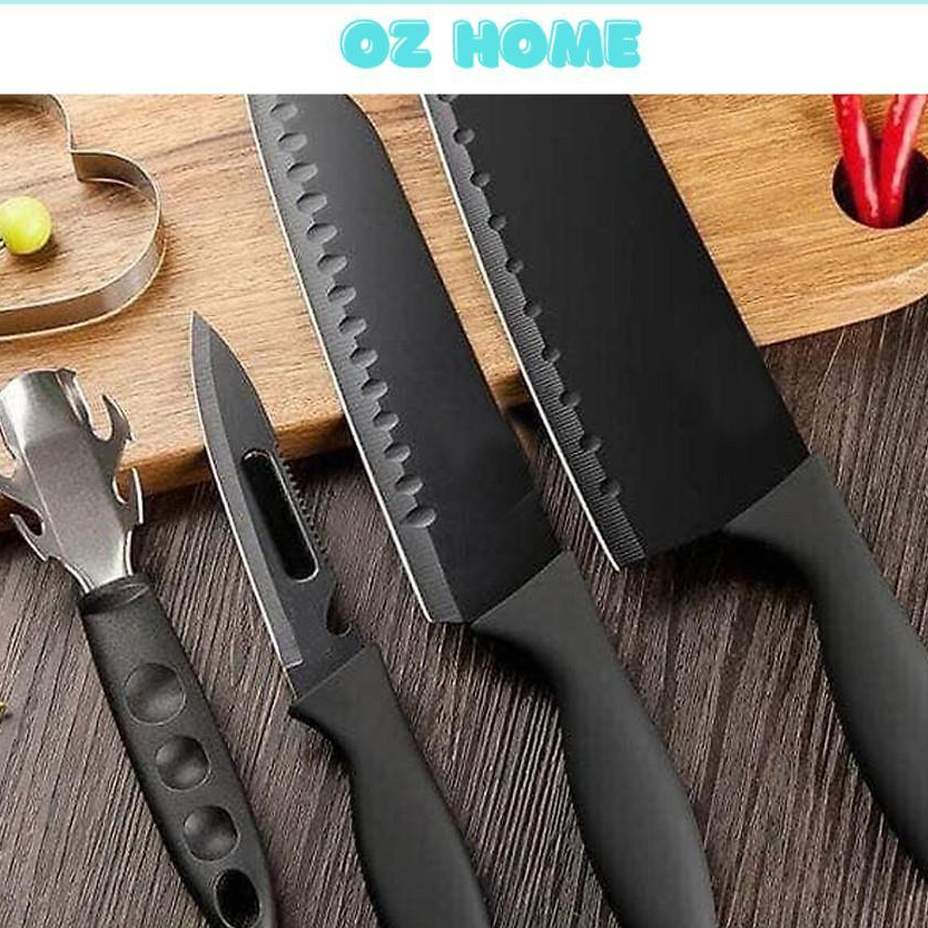 Bộ Dao Nhà Bếp ️️ Dao Đa Năng Thép Hợp Kim Không Gỉ - Bộ Buck-I Cao Cấp 5 món