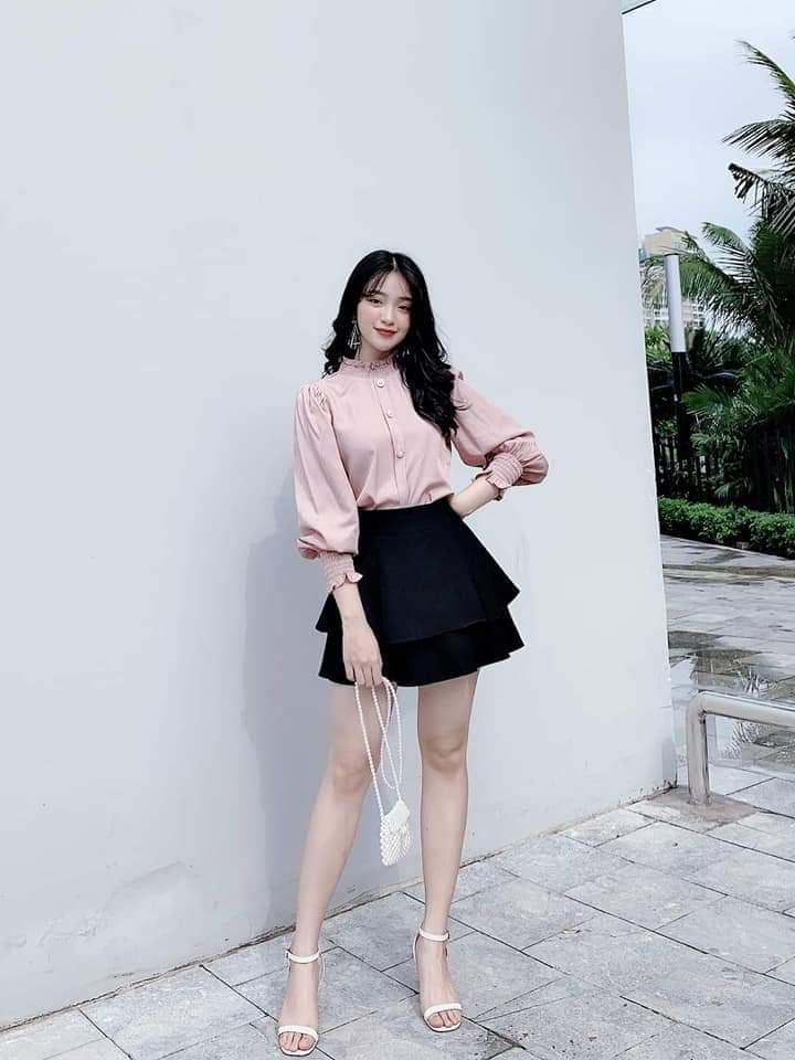 ÁO SƠ MI LỤA NHUNG CỔ NHÚN ĐÍNH CƯỜM AM73