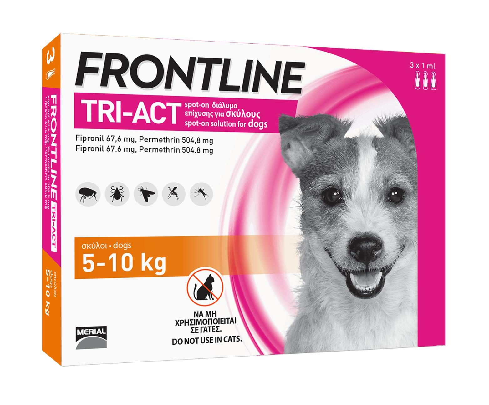FRONTLINE TRIACT size S cho chó từ 5 - 10kg (1ml/ống x 3 ống/hộp)