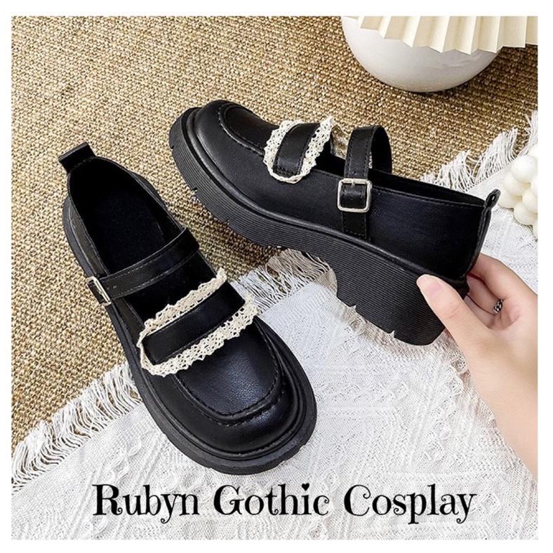 Giày Lolita phối ren siêu xinh đế cao 5cm ( màu Trắng và Đen ) size 35 - 40