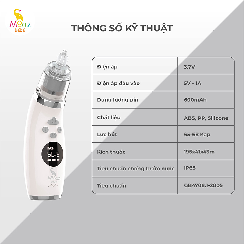 Máy hút mũi điện tử Moaz Bébé MB-095 có nhạc cho bé và người lớn