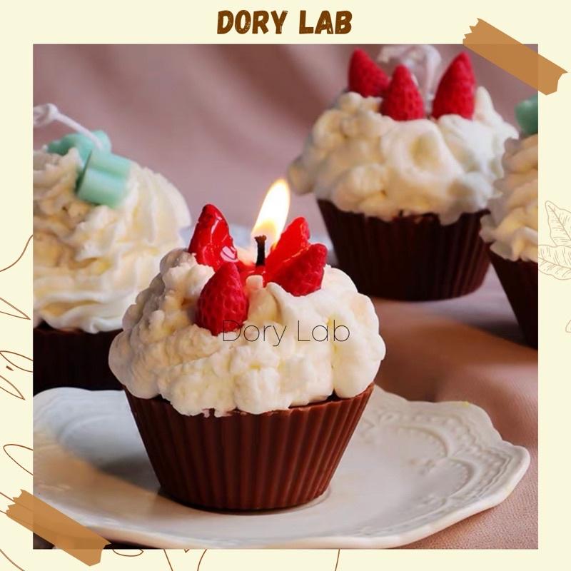 Nến Thơm Bánh Cupcake Dâu Tây Mini Hàn Quốc, Phụ Kiện Decor, Quà Tặng