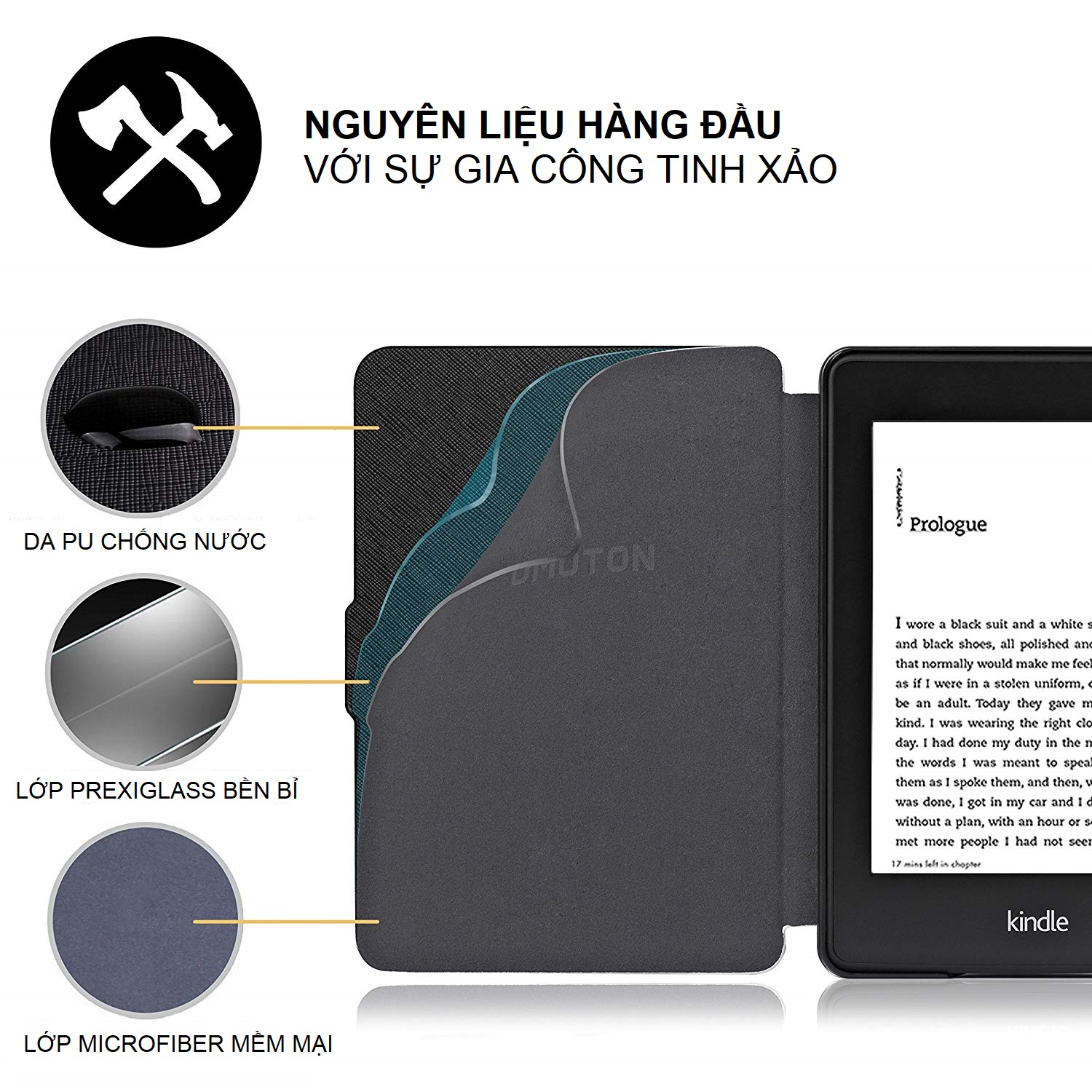 Bao Da Case Cover Cho Máy Đọc Sách Kindle 2019 Màu Xanh
