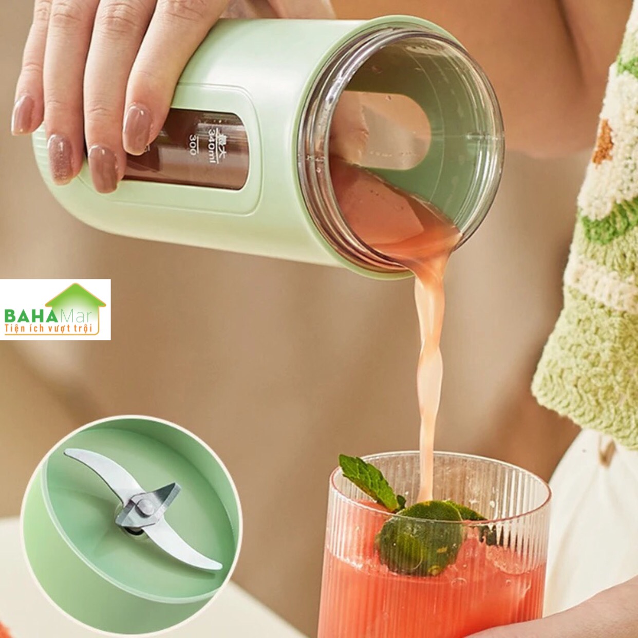 MÁY ĐA NĂNG VẮT CAM, ÉP TRÁI CÂY XAY SINH TỐ SẠC ĐIỆN TIỆN MANG THEO KHẮP NƠI "BAHAMAR" Có thể điều chỉnh 2 tốc độ, 45RPM và 18000RPM