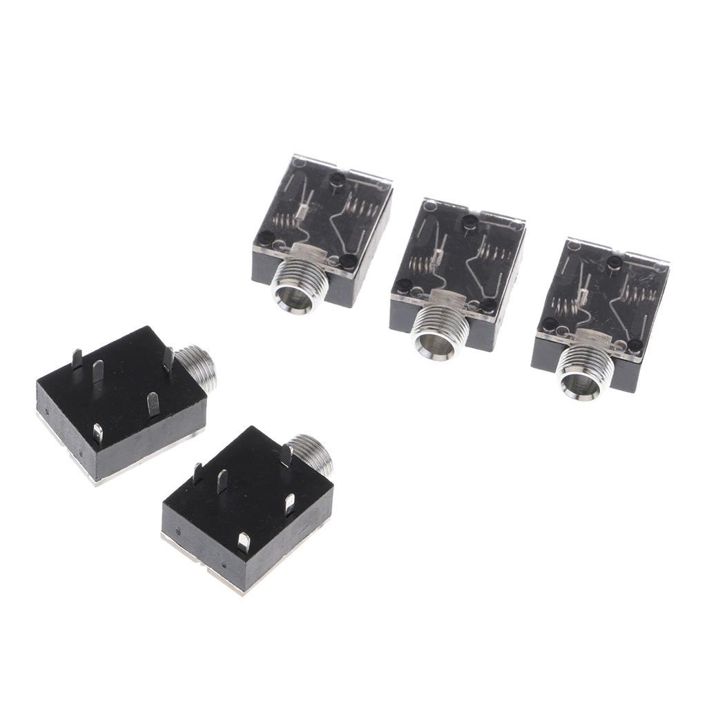 5Pcs/set PCB Mount 5-Pin Stereo 3.5mm Socket Audio Connector Black