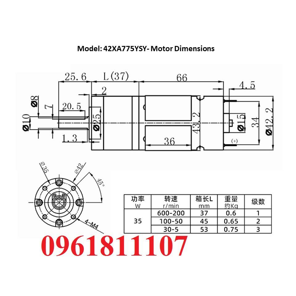 Motor 775 giảm tốc planetary