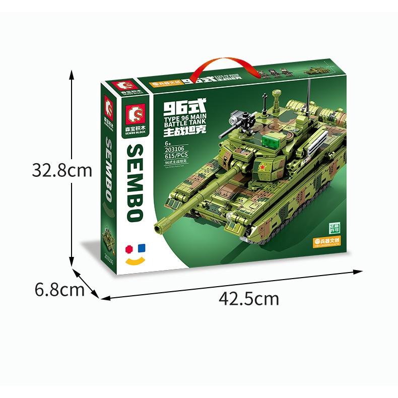 Đồ chơi Lắp ráp Xe Tăng A96, Sembo Block 203106 Main battle Tank, Xếp hình thông minh, Mô hình Xe Tăng