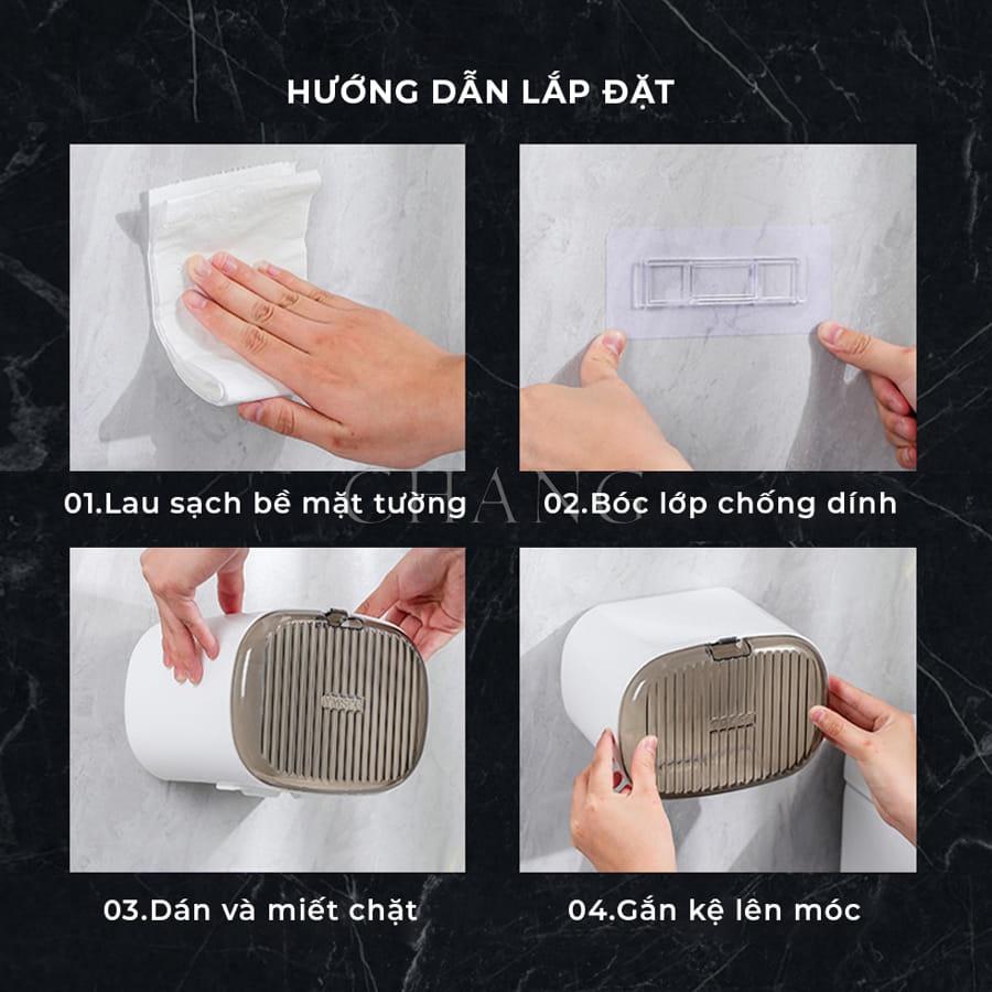 Hộp Đựng Khăn Giấy Dán Tường Trong Suốt Chống Thấm Nước, Hộp Đựng Giấy Vệ Sinh Có Nắp Đậy Để Đồ Đa Năng