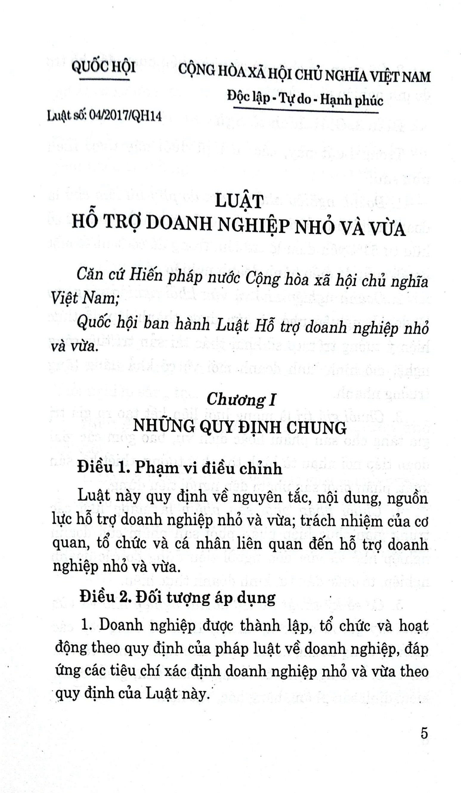 Luật hỗ trợ doanh nghiệp nhỏ và vừa
