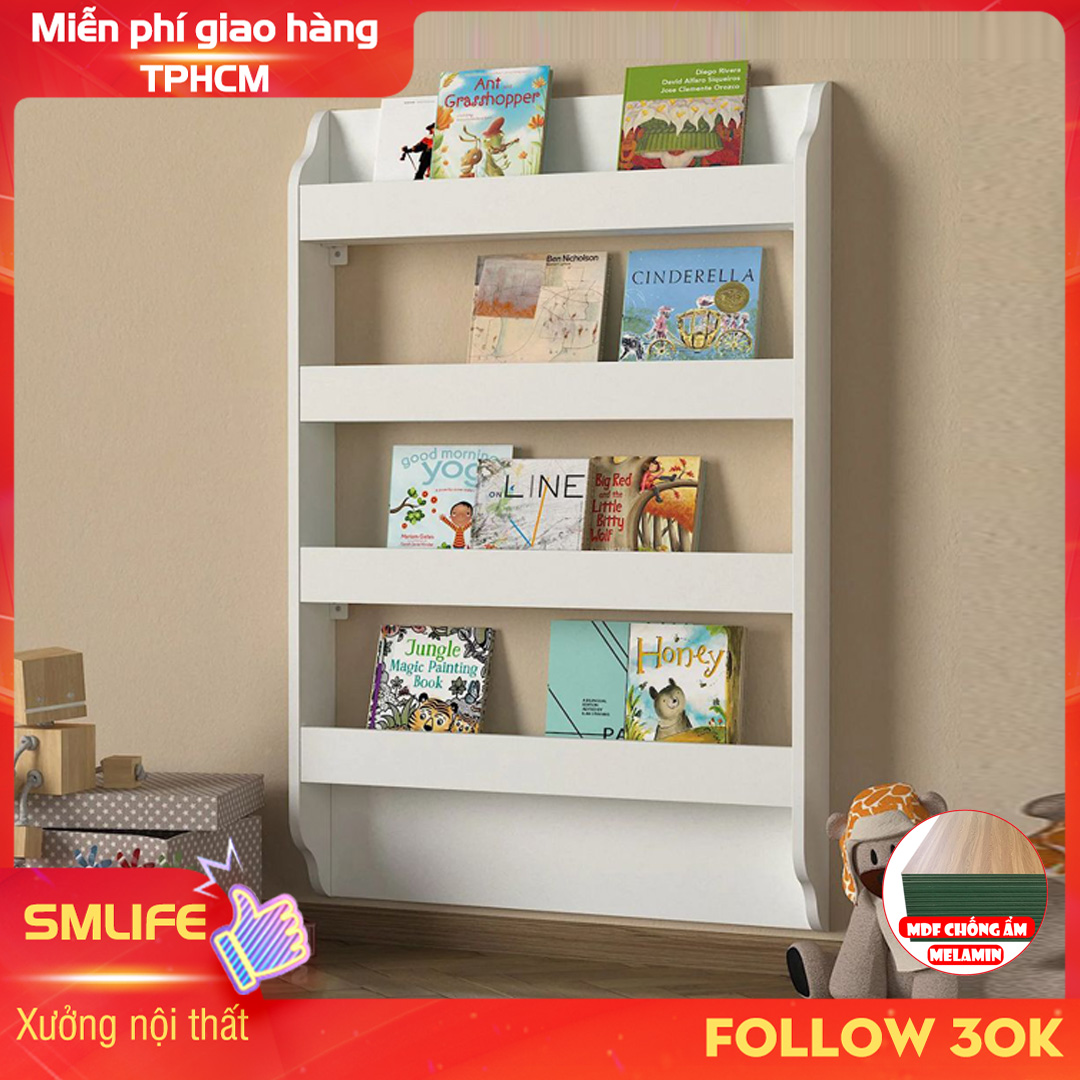 Kệ để đồ chơi cho bé SMLIFE Komui | Gỗ MDF dày 17mm chống ẩm | D75xR15xC120cm