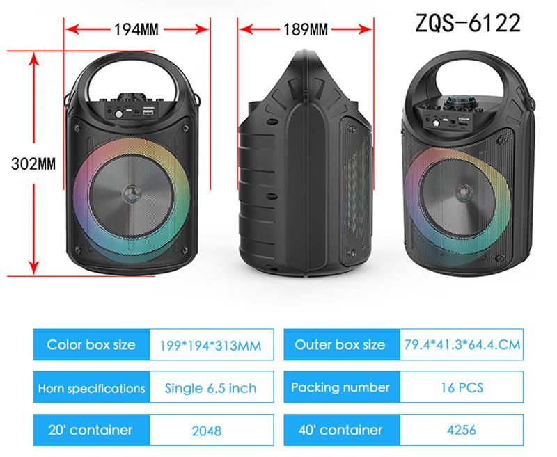 Loa Bluetooth Karaoke Di động Cột không dây di động Big Power STEREO Subwofer Bass Family Party Loa với MicrooneUSB TF Màu sắc: ZQS6122