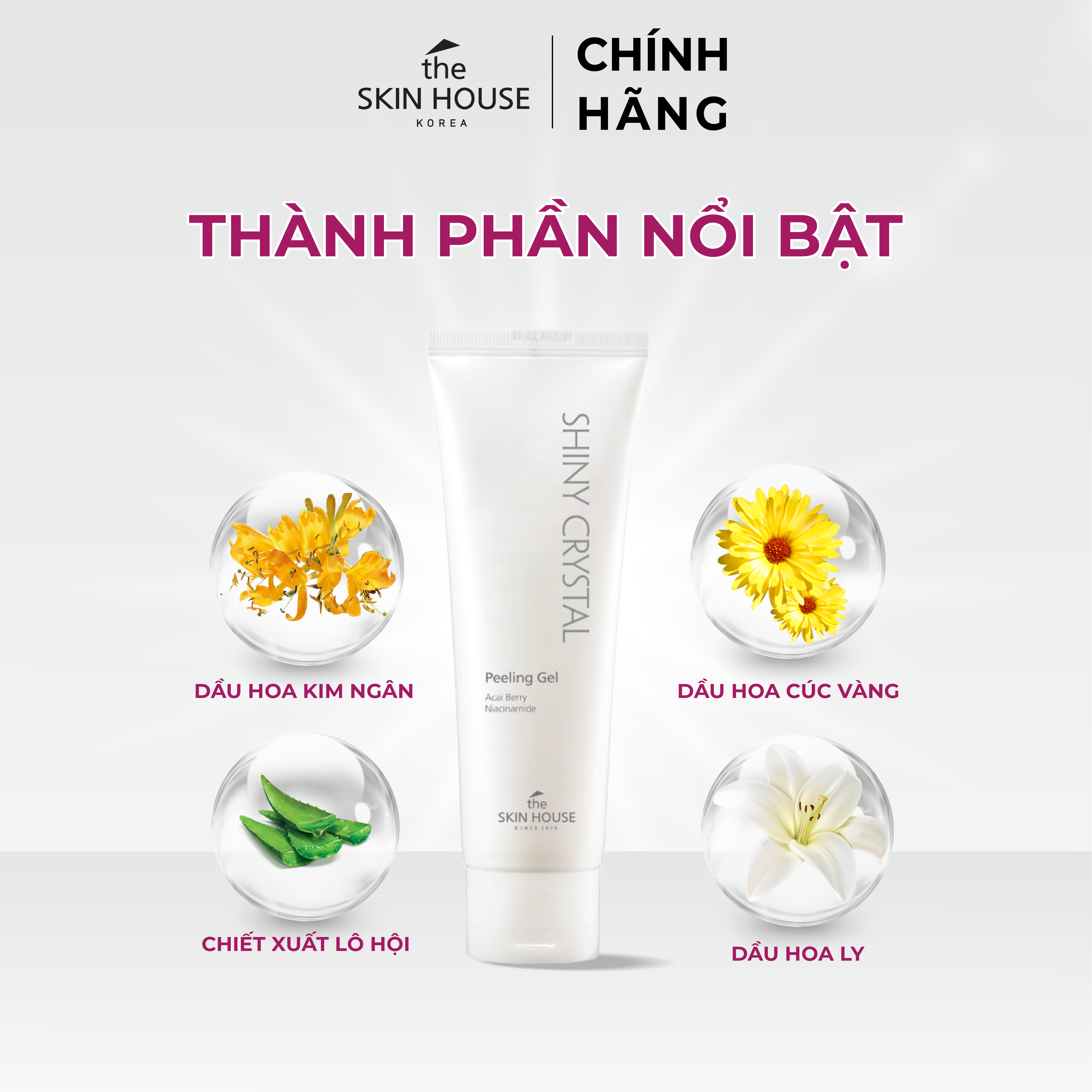 T03 Gel tẩy tế bào da chết làm sáng da - Shiny Crystal Peeling Gel 120ml - The Skin House