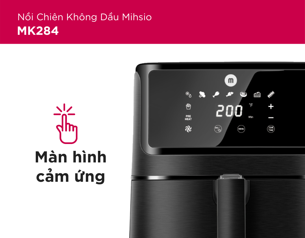 Nồi chiên không dầu 5.5L điện tử Mishio MK284 - Hàng chính hãng