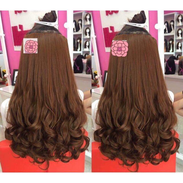 Tóc giả nữ kẹp    kẹp xoăn đuôi 55cm k55