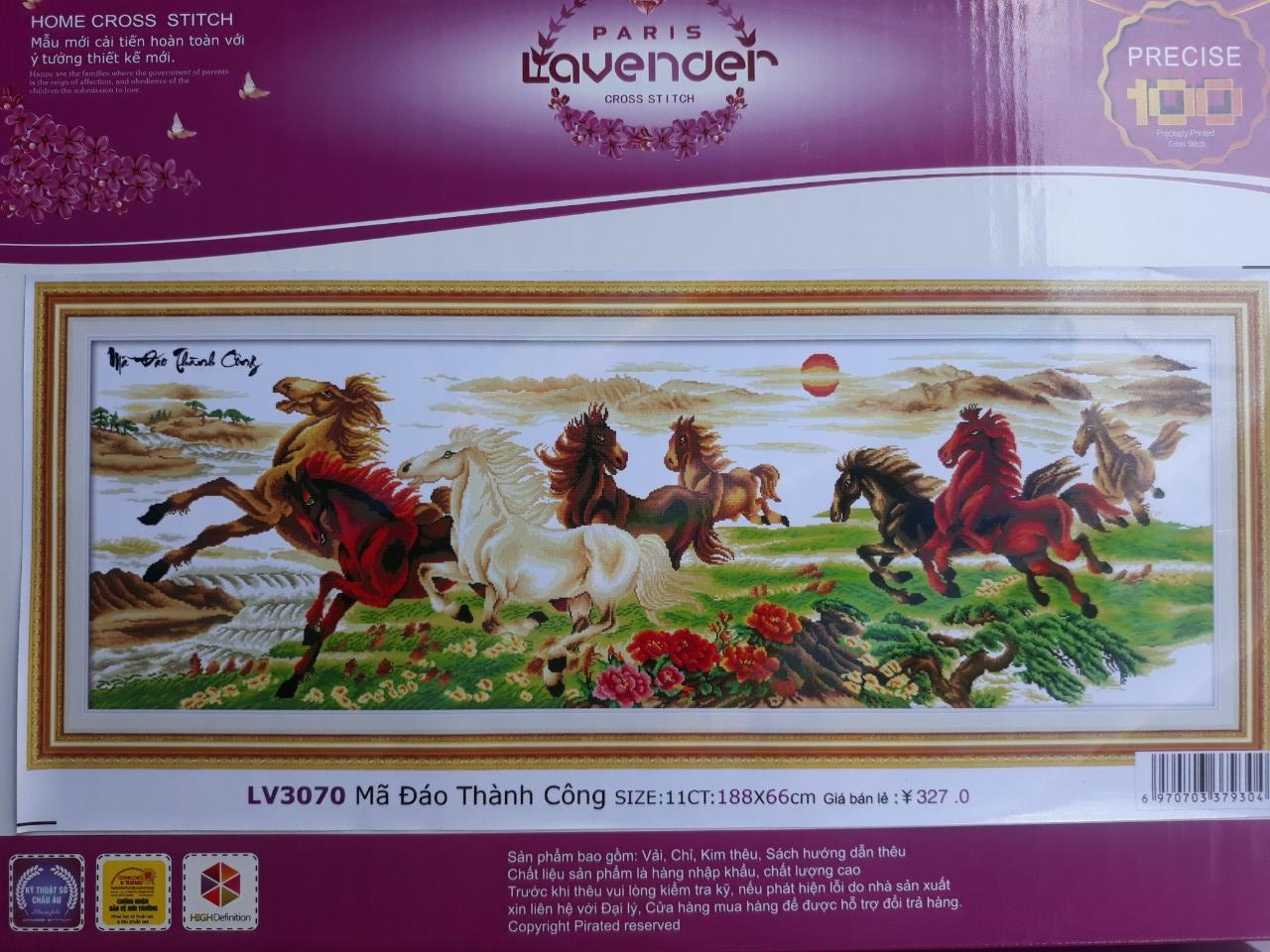 Tranh thêu chữ thập mã đáo thành công LV3070 - 180 x 66 cm - chưa thêu