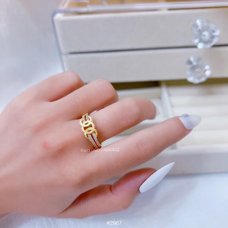 Nhẫn đồng vàng không bay màu hoạ tiết hot trend