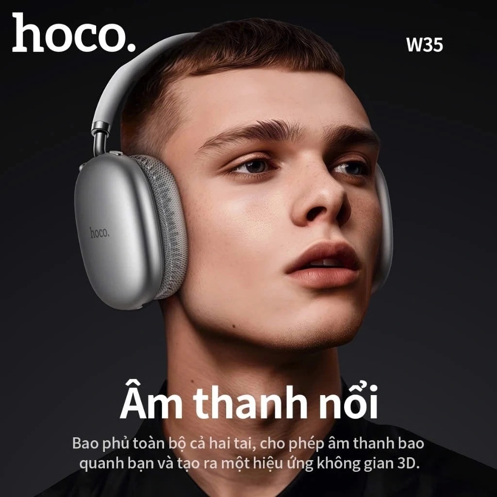 Tai Nghe Chụp Tai Không Dây HOCO W35, Bluetooth 5.3, Pin Trâu 40H, Có Micro, Âm Thanh Cực Đỉnh - Hàng chính hãng