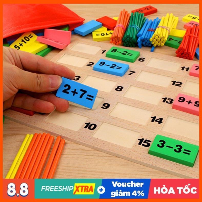 Đồ chơi Montessori Domino Toán Học - Phép Tính Toán Học Domino Bằng Gỗ