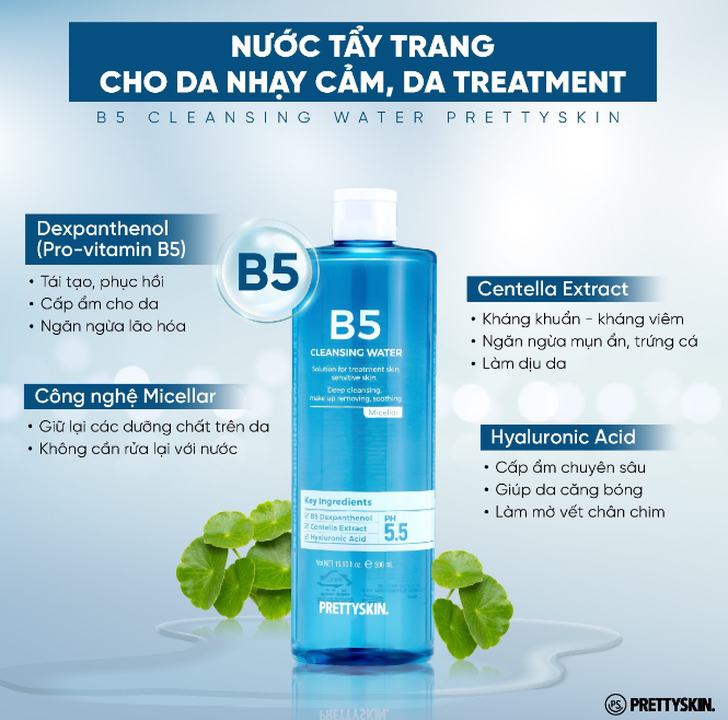 Nước tẩy trang B5 Prettyskin Cleansing Water PrettySkin 500ml 