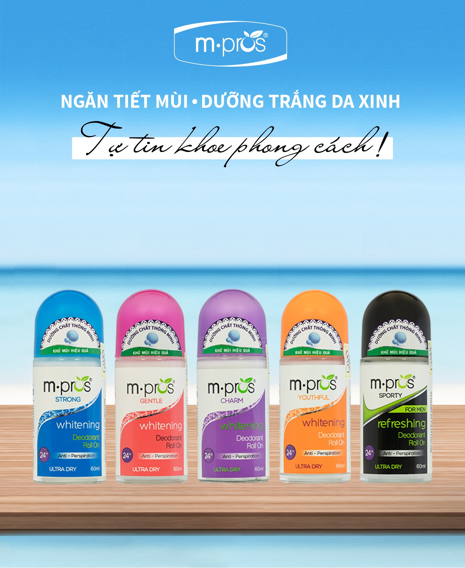 Lăn Khử Mùi M.Pros 60ml - Mạnh Mẽ - Dành Cho Nam - Khử Mùi Hiệu Quả