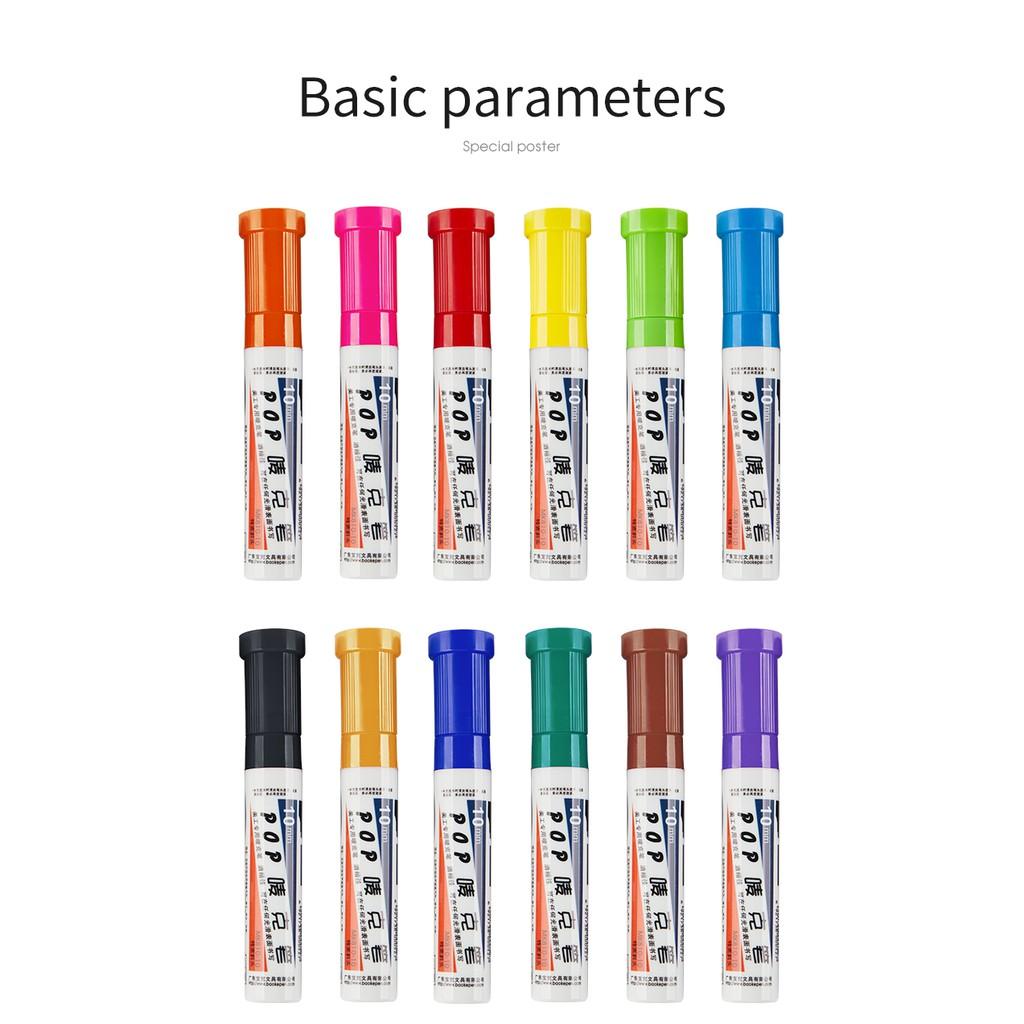 Set Bút Marker POP Poster quảng cáo, Bút viết tay Báo Bộ đánh dấu màu Dầu vẽ-BAOKE