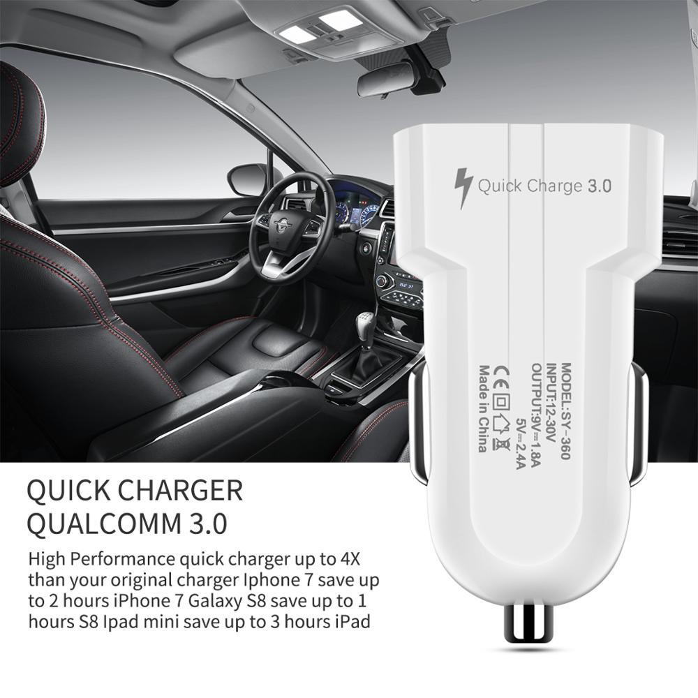 Sạc nhanh 3.0 Bộ sạc xe USB đơn QC3.0 Bộ sạc nhanh USB Sạc nhanh cho điện thoại di động 5V 2.4A Bộ sạc xe nhỏ cho iPhone