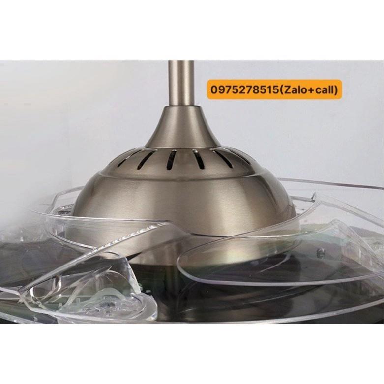 Quạt Trần Cánh Cụp Cánh Xòe DC Lõi Đồng, Có 3 cơ chế đèn LED chiếu sáng Và 3 vận tốc Gió Có REMOTE