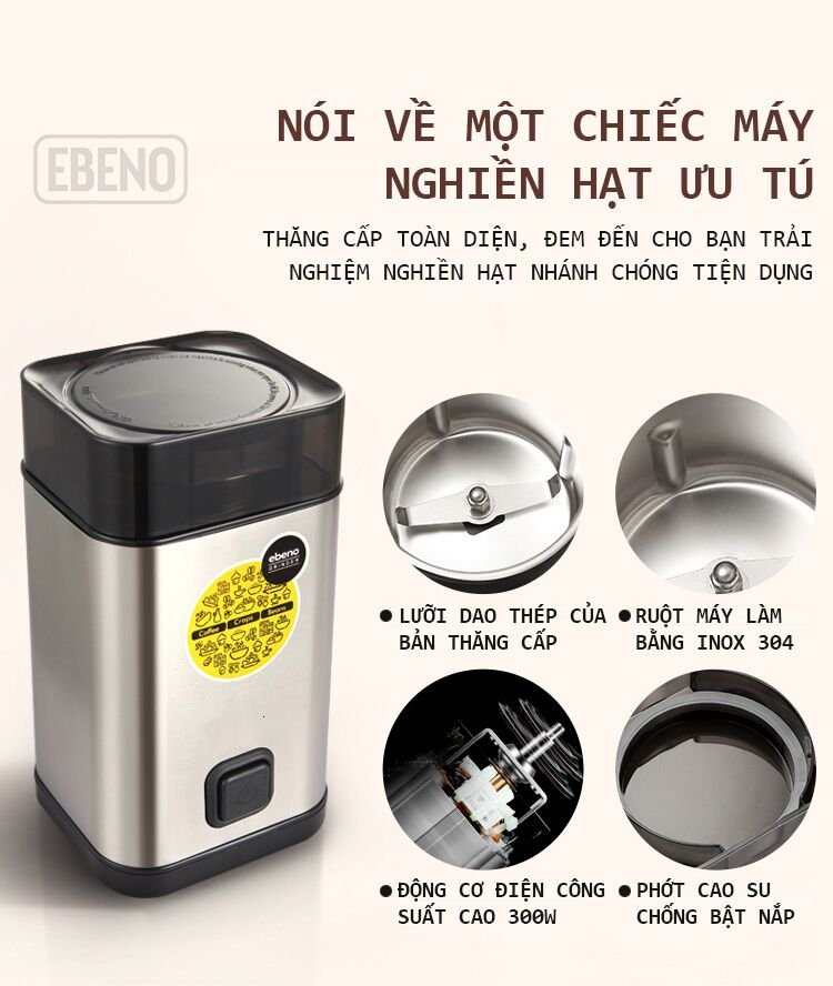 Máy Nghiền Xay Hạt Điện 220V Beans Grinder Đạt chuẩn EU, USA BLADE