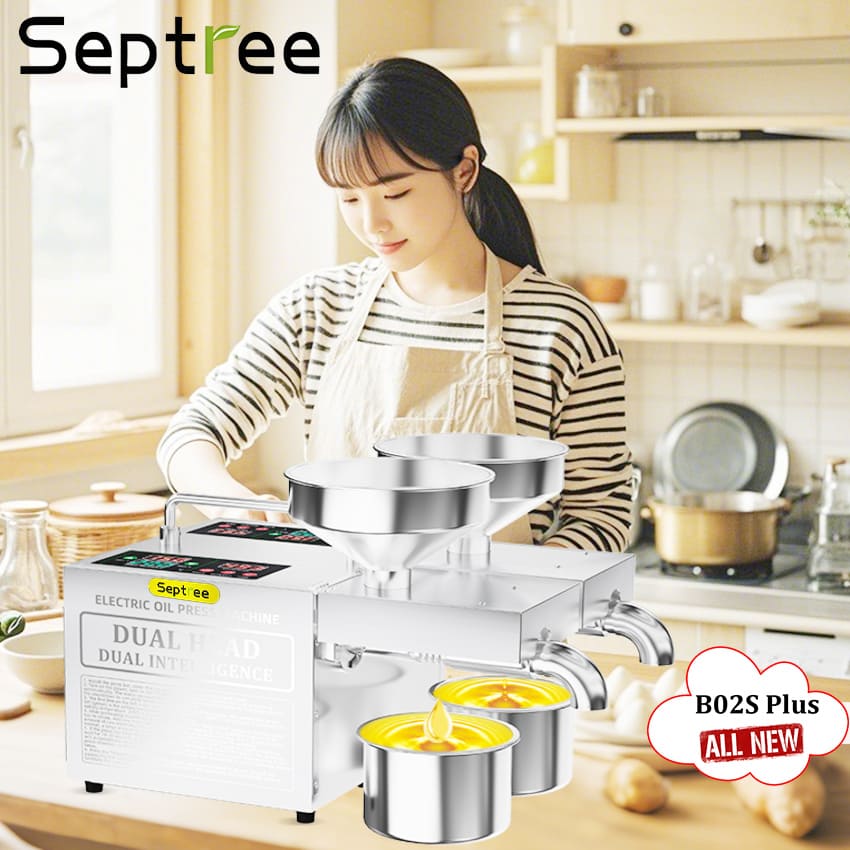 Máy ép dầu ăn thực vật 2 đầu kép đa năng thương hiệu Mỹ cao cấp Septree B02S Plus - Công suất 1900W - Hàng chính hãng