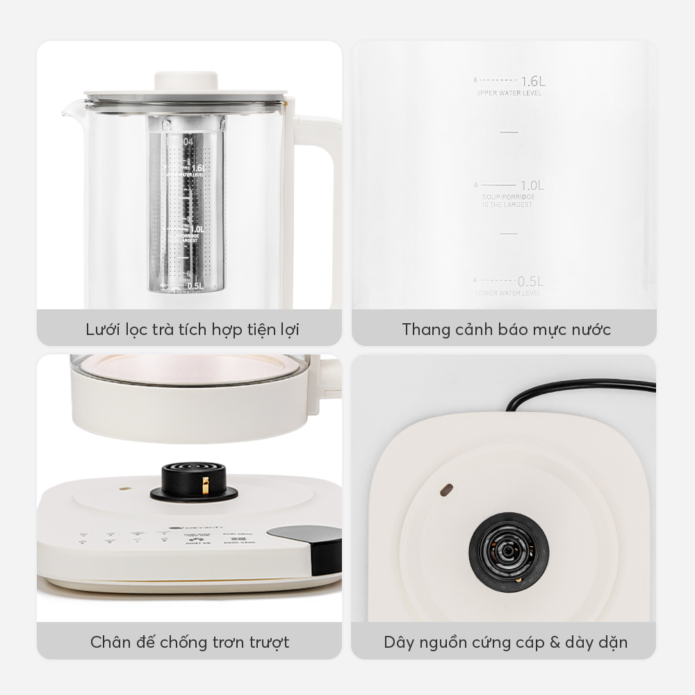 Ấm Pha Trà Đa Năng Elmich KEE9146 1.6L 800W, Hàng Chính Hãng, Điều Khiển Cảm Ứng, Có Hẹn Giờ-JoyMall