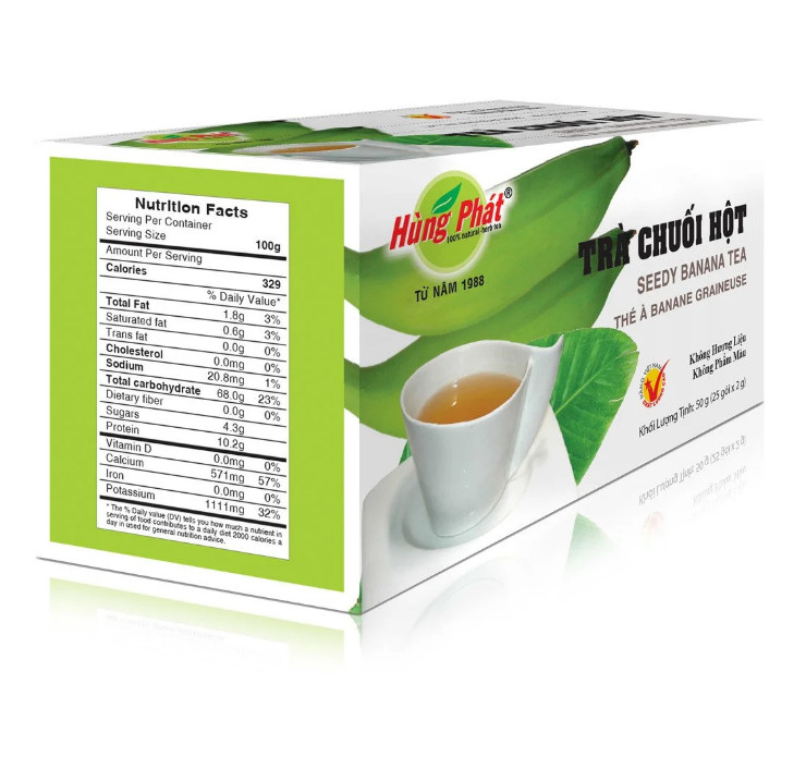 Trà Chuối Hột 25 Gói/Hộp - Seedy Banana Tea - Thương hiệu Hùng Phát