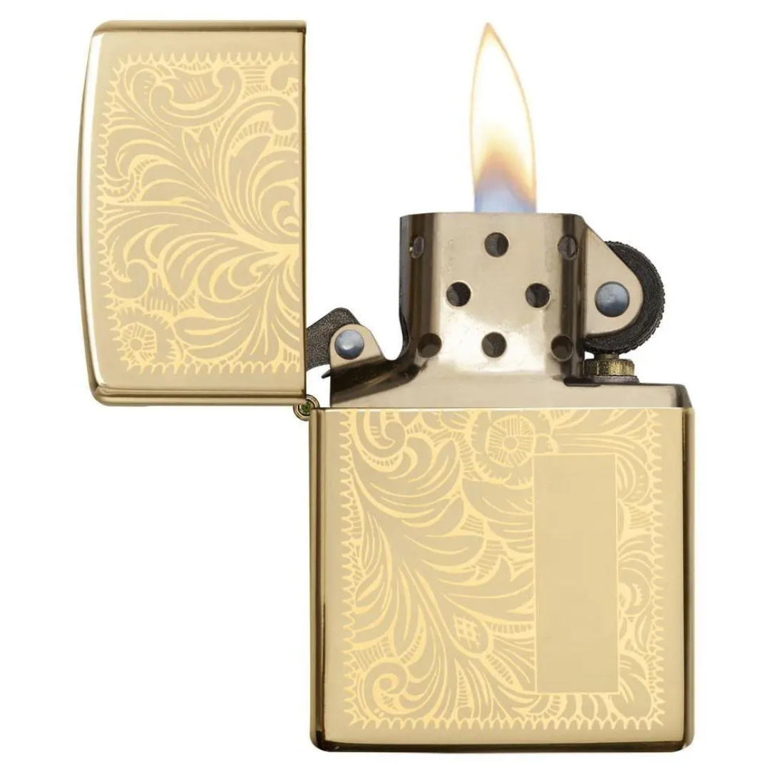 Bật Lửa Zippo Venetian Brass Design Chính Hãng Mỹ – Vỏ Đồng Bóng Khắc Hoa Văn Cao Cấp, Chống Gió, Quà Tặng Sang Trọng